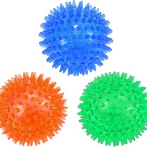 petizer 3-PACK Squeaky Dog Ball Toys ，Dogs Chew Spiky Ball ， Floatable Dog Pool toy,Toss Fetch Toys for Puppy Rubber TPR, Dog Chew Toys for Boredom, Teeth Cleaning for Small and Medium Dogs