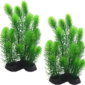 sinzau Aquarium Plant, Artificial Fish Tank Plants Decoration, 28cm, Green, 2 Pieces