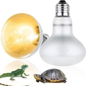 Lotvic 2 Pack 100W Reptile Heat Lamp, E27 Heat Lamp Bulb for Reptiles, Daylight Basking Spot Lamp, Tortoise Heat Lamp Bulb, Reptile Heating Bulb for Amphibian, Tortoise, Bearded Dragon, Lizard, Chicks