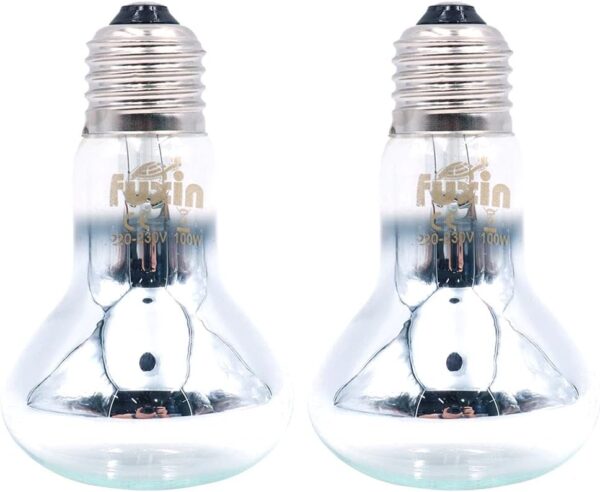 ANCLLO 2pcs Transparent Reptile Heating Bulbs, Durable Infrared Heat Lamp Warming Light Bulb Pet Light for Reptile and Amphibian Lizard Tortoise Spider Snake Chameleon 220-230V(100W)