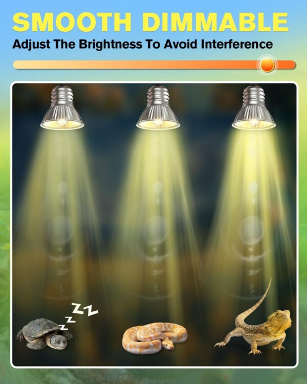 Aurahome 75W Heat Lamp Bulb for Reptiles,E27 UVA UVB Reptile Light Bulb,Dimmable Basking Light Bulb,2700K Warm White Tortoise Heat Lamp Bulb for Lizard,Snake,Bearded Dragon and Amphibians-2 Pack - Image 4