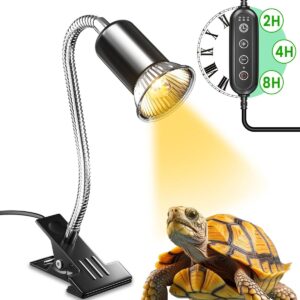 Bonlux Tortoise Heat Lamp,Terrarium Heat Lamp with time cycle,E27 200w Dimmable Reptile Heat Spotlight,Clip on Heat Lamp for Reptiles, Strong Clips, Ideal for Aquarium Tanks and Basking(NO BULB)