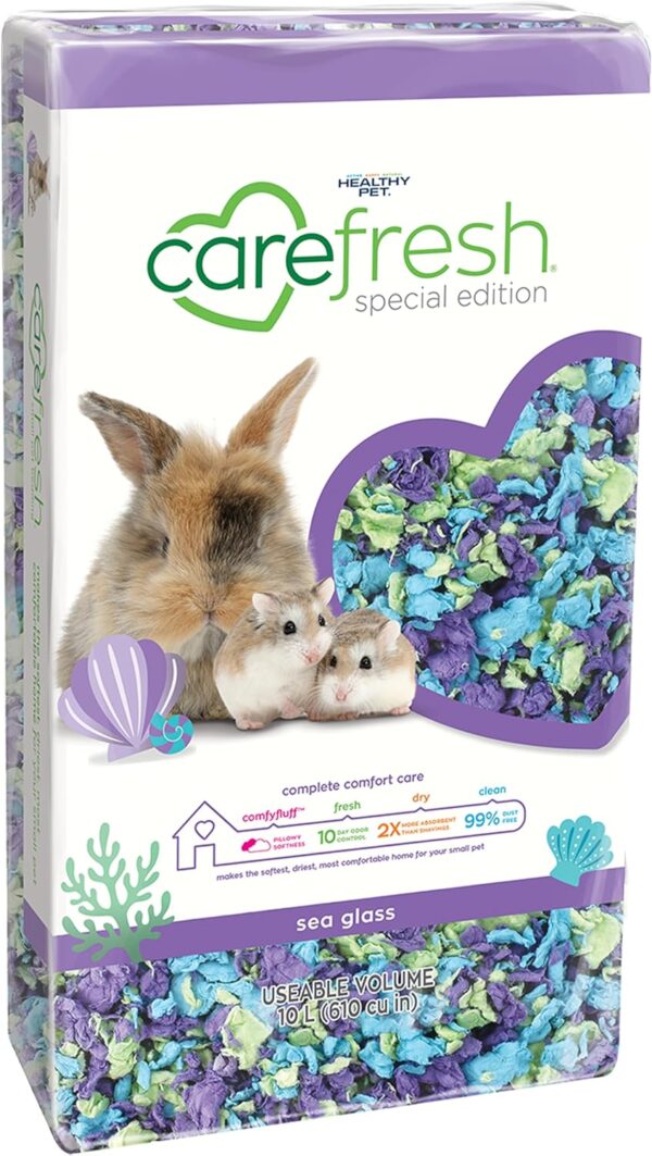 Carefresh Dust-Free Sea Glass Natural Paper Small Pet Bedding with Odor Control, 10L