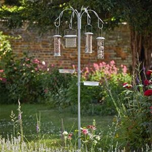 Garden Mile Traditional 4 Arm Wild Willow Wild Bird Feeding Station includes Metal Feeders for Seeds, Peanuts, Suet Balls, Suet Cakes Bird Feeder Seed Tray, Water Bath Hanging Brackets Garden Outdoor