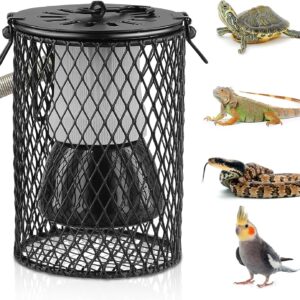 HOUSINN Reptiles Ceramic Heating Lamp with Guard,Anti-scalding Lampshade,100W Ceramic Heat Lamps Lampshade Holder,Infrared Reptile Heat Bulb with Anti Hot Bracket Cage for Bearded Dragon