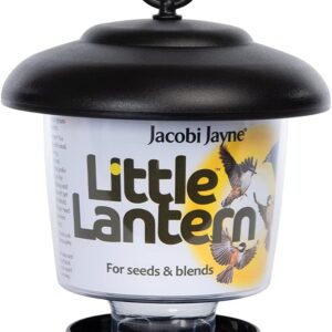 Hanging Lantern Garden Bird Feeder - Jacobi Jayne Little Lantern Outdoor Hanging Bird Feeder - Small Seed And Mealworm Bird Feeder For Garden And Wild Birds