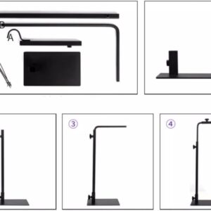 Hxlilebu Adjustable Reptile Heat Lamp Holder Stand, Black, 14-24 Inches,Hanging Reptile Dome Light for Tortoise, Lizards, Bearded Dragon, Snake