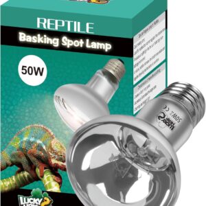 LUCKY HERP Reptile Heat Lamp Bulb, 50W Basking Spot Heat Bulb for Reptiles, Vivarium UVA Heat Light for Tortoise, Bearded Dragons, Lizards, Chicks, Dog