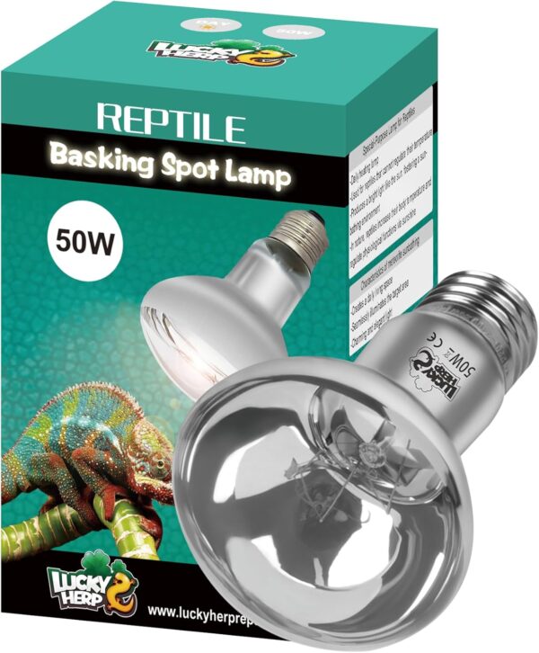 LUCKY HERP Reptile Heat Lamp Bulb, 50W Basking Spot Heat Bulb for Reptiles, Vivarium UVA Heat Light for Tortoise, Bearded Dragons, Lizards, Chicks, Dog