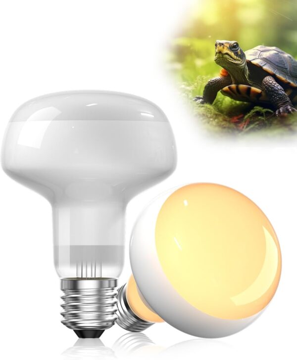 Lamptobe Reptile Heat Bulb 75W, E27 Basking Bulb UVA Tortoise Heat Lamp Bulb Dimmable, Vivarium Heat Bulb for Reptiles, Turtle, Snake, Bearded Dragon, Lizard, Puppy, Chick, Puppies (2-Pack)