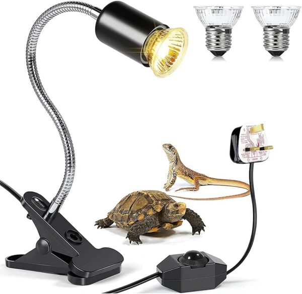 MILIWAN Tortoise Heat Lamp UVA+UVB Basking Lamp 75W+75W Reptile Heat Lamp with Holder E27 Aquarium Basking Light with 360° Rotatable Goose-neck for Reptiles, Lizards, Turtle Snakes, etc