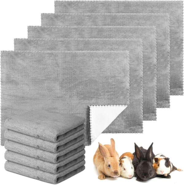 Panelee 10 Pcs Waterproof Guinea Pig Blankets Washable Small Animal Pee Pad Pet Blanket Sleep Bedding Mats Absorbent Guinea Pig Cage Liner Reusable Pet Sleep Mat Pad Cover (Gray,18 x 24 Inch)