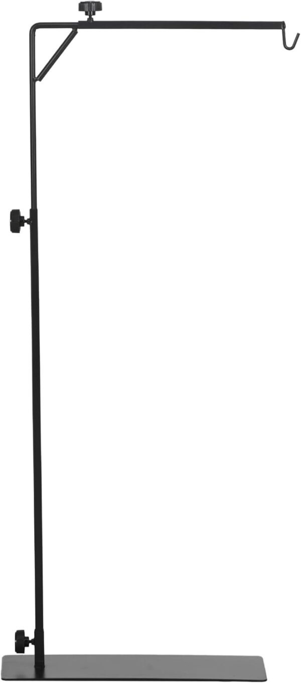 PawHut Reptile Lamp Stand, Adjustable Height and Width Heat Lamp for Reptile Amphibian Terrariums, Light Stand with Hook Hanging Steel Base, 86-129Hcm, 42-50Wcm - Black