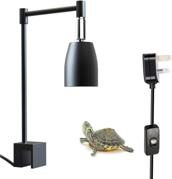 QeeHeng Tortoise Lamp Holder,UVA UVB Light Bracket for Reptiles,360°Rotatable Lamp Metal Stand for Turtle Aquarium Tank Heating Lamps,Suitable for Tortoise,Frog Habitat Terrarium Tank Accessories