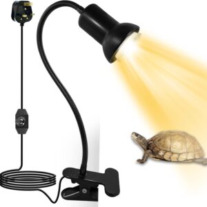 Reptile Heat Spotlight Light,Tortoise Heat Lamp,Basking Lamp with Ceramic Bulb Holder,Basking Lamp Without Bulb,E27 Clip Desk Lamp with 400mm Long Gooseneck for Aquarium,Snake, Turtle（without bulb）