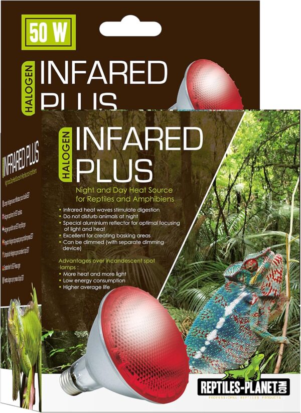 Reptiles-Planet Halogen Infra Red Plus Bulb for Heating Reptiles, 50 W