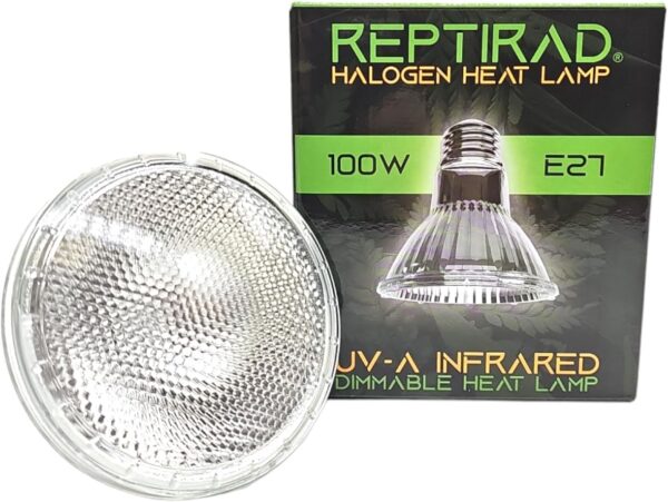 Retics & Reptiles | REPTIRAD Dimmable Halogen Heat Lamp 100 Watt | UVA, Infrared | E27 Screw Thread | Basking Bulb for Heat & Light | Snakes, Lizards, Tortoises and More (1 x 100w)