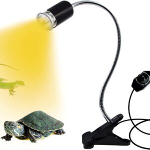 Tortoise Heat Lamp,Heat Spotlight Basking Light for Aquarium Reptile, Plant Grow Light E27 Clip Lamp Holder with 360 ° Rotating neck E27 Base Light Socket with Dimmable Switch and Plug,No Bulb,Black