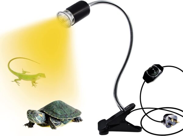 Tortoise Heat Lamp,Heat Spotlight Basking Light for Aquarium Reptile, Plant Grow Light E27 Clip Lamp Holder with 360 ° Rotating neck E27 Base Light Socket with Dimmable Switch and Plug,No Bulb,Black