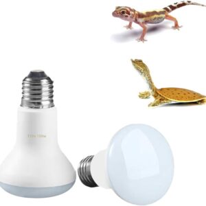 WDKXCN Reptile Heat Lamp, 2 Pack 100W Heat Bulb for Reptiles, E27 Reptile Basking Spot Lamp, Tortoise Heat Lamp Bulb for Tortoise, Snake, Frog, Lizard, Hermit Crab, Cockatoo (White)