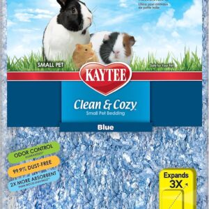 Kaytee Clean & Cozy Super Absorbent Paper Bedding for Cages, Hamster, Gerbil, Mice, Rabbit, Guinea Pig, 49.2 Litre, Blue