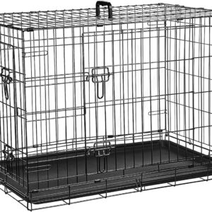 Cardys Small Dog Crate Dog Cage Puppy Crate Pet Cage with 2 Doors Easy Clean Removable Plastic Tray Folding Metal Training Crate for Small Dogs 24 inch (Small 24")