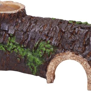 AIICIOO Reptile Hide Caves Simulation Tree Trunk Hideout Feeding Hides Tortoise House Vivarium Decoration Habitat Shelter for Tortoise Hamster Snake Lizard S