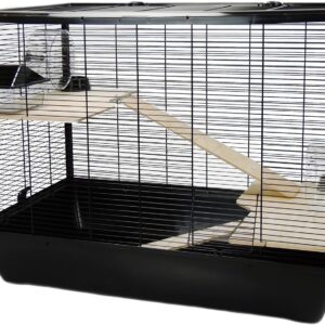 Little Friends Langham Tall Rat and Hamster Cage with Two Floors, 78 x 48 x 58 cm, Black