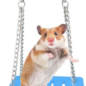 Andiker Hamster Toys, Hamster Swing, Small Animal Activity Toy Boredom Breaker, DIY Hamster Cage Accessories for Small Pets (Blue, Swing)