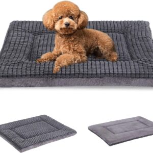 BVAGSS Dog Bed Mat,Reversible Dog Crate Pad, Memory Foam Dog Beds, Soft Warm Pet Cushion for Small Medium Dogs, Washable Pet Sleeping Mattress Kennel Bed Pad XH079 (60x45x4 cm,Light Grey)