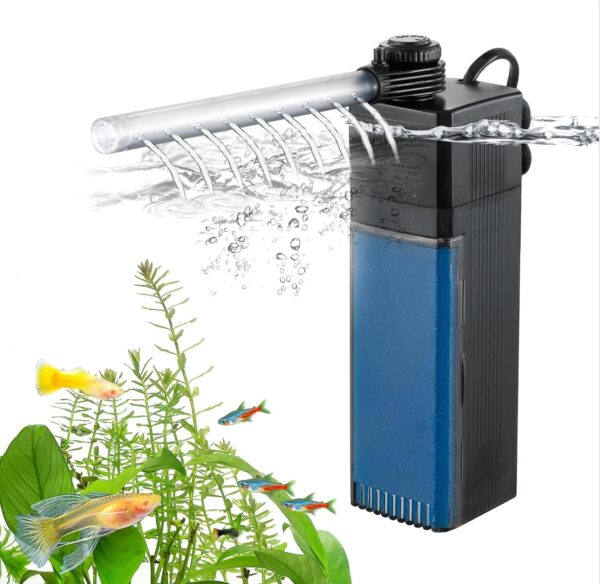 Weipro Internal Fish Tank Filter, 4W Adjustable Water Flow Submersible Aquarium Filter Pump for 15l ~ 40l Tropical Fish Tank, Include Spray Bar and Venturi to Add Oxygen, TE-200(250L/H)