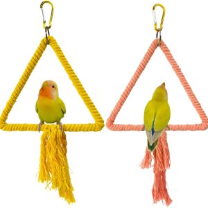 2 PCS Kuivoo Bird Cotton Rope Swing, Bird Parrot Perches for Cage,Cage Hanging Bite Resistance Toys,Bird Stand Soft Ring Bed for Budgie,Cockatiel,Canary,Love-bird,Conures,Small Parakeet