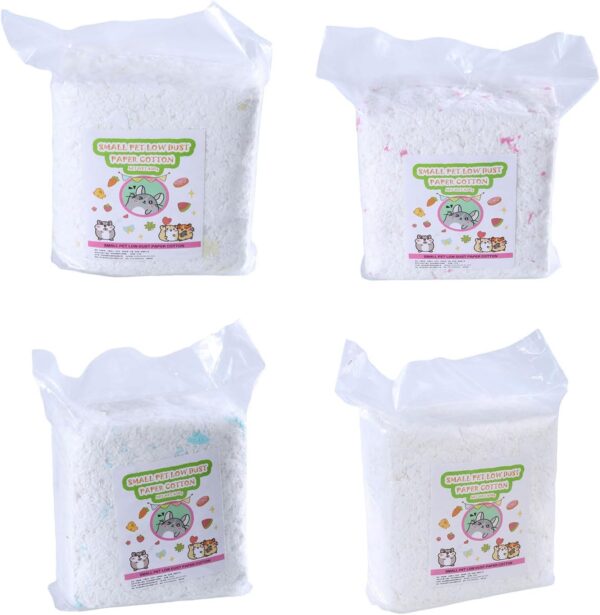 Meiliyizu Hamster Bedding Paper, Dust-Free Natural Paper Small Pet Bedding Odor Control 450g Multicolored Small Pet Rabbits, Guinea Pigs, yellow and white - Image 3