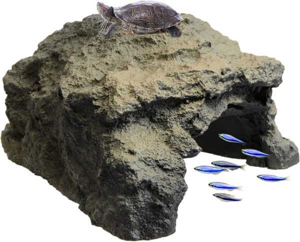 ANMOO Reptile Hideout Large Aquarium Cave Hideaway Ornament Natural Habitat Decoraiton for Gecko Spiders Frogs Lizards Fish Amphibian