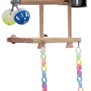 Bird Swings, Bird Perches Cage Toys Parrot Parakeet Wooden Platform Play Gyms Exercise Stands for Green Cheeks, Chinchilla, Hamster Budgie (Chain Swing)