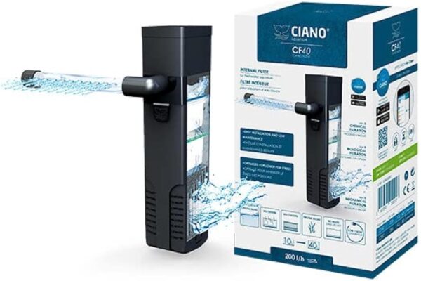 Ciano CF40 Aquarium Internal Filter - Flow of 200L/h. Suitable for aquariums between 10-40L.