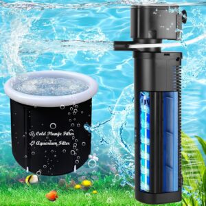 Cold Plunge Tub Filter Aquarium Filter Fits 300-1000 Gallon Cold Pod Ice Bath Tub Hot Tub Pool Filter Pleated Water Polishing Media U-V Sanitation Filtration System Green Clean Keep Water Clear 600GPH