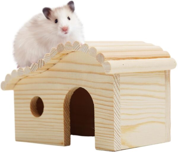 DiiWmme Guinea Pig Hideout Wooden Hamster House,Wooden Guinea Pig House Small Pet House Habitats,Rabbit Cage Accessory with Windows Wooden House for Rabbits