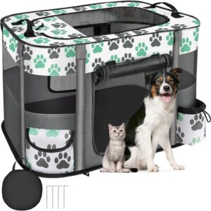 Eyein Dog Playpen, Portable Large Cat Pet Playpens for Indoor Outdoor, Foldable Pet Crates Kennel House with Carrying Case, Breathable Visible Exercise Tent Cage for Puppy Rabbits and Small Animals