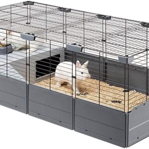 Ferplast Modular Cage for Rabbits Guinea Pigs MULTIPLA MAXI, Small Pet Cage, with Accessories, black