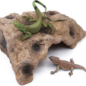 Flushbay Reptile Hides Large Rock Reptile Cave Hideout Terrarium Habitat Decor Ornament Shelter for Snake Geckos Lizards Bearded Dragon