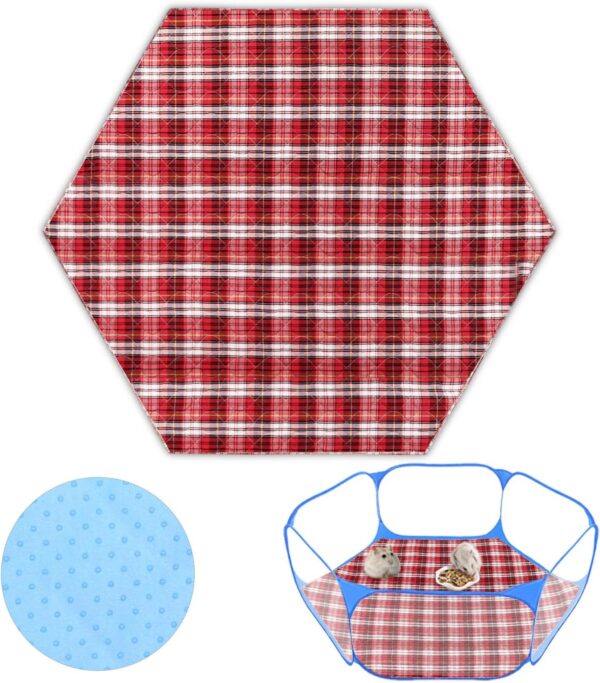 Guinea Pig Cage Liner,Guinea Pig Bedding,Pet Supplies Small Animal Playpen Liners Guinea Pig Pee Pads Pet Supplies(Hexagon Red)