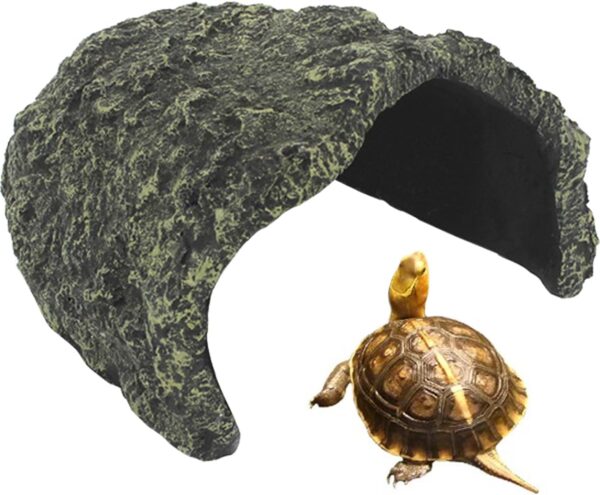 La La Pet® Resin Large Reptile Rock Hide Cave Reptile Basking Platform Reptile Hideout Cave Turtle Basking Rock Reptile Habitat Rock for Aquariums and Terrariums