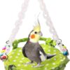 MUYG Bird Toy Climbing Hammock Nest Wooden Hanging Bird Bed for Cage Perch Stand Swing with Bird Bell Toy for Parrot Parakeet Cockatiel Conure Cockatoo