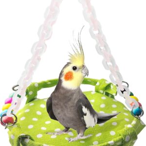 MUYG Bird Toy Climbing Hammock Nest Wooden Hanging Bird Bed for Cage Perch Stand Swing with Bird Bell Toy for Parrot Parakeet Cockatiel Conure Cockatoo