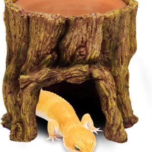 NANEEZOO Reptile Hide Cave 2 in 1 Reptile Humid Cave with Terracotta Water Basin Moisture Keeping and Shedding Help for Reptile Amphibians Leopard Gecko