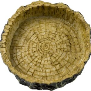 OMEM Reptile Natural Bowl Food and Water Dish Resin Made (Tree bark)