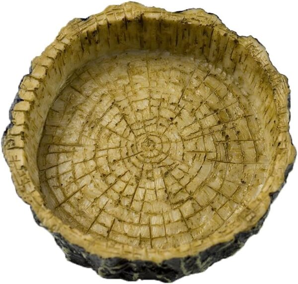 OMEM Reptile Natural Bowl Food and Water Dish Resin Made (Tree bark)