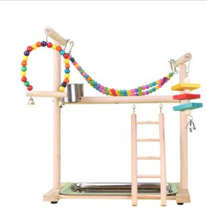 Parrots Cage Perch Stand Bridge Colorful Swing Climbing Wooden Training Ladder Toy For Bird