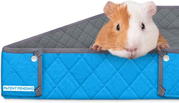 Paw Inspired Critter Box Washable Cage Liner, Reversible Fleece Bedding with Raised Sides for Guinea Pigs and Other Small Animals (C&C 2x4, Gray/Blue)